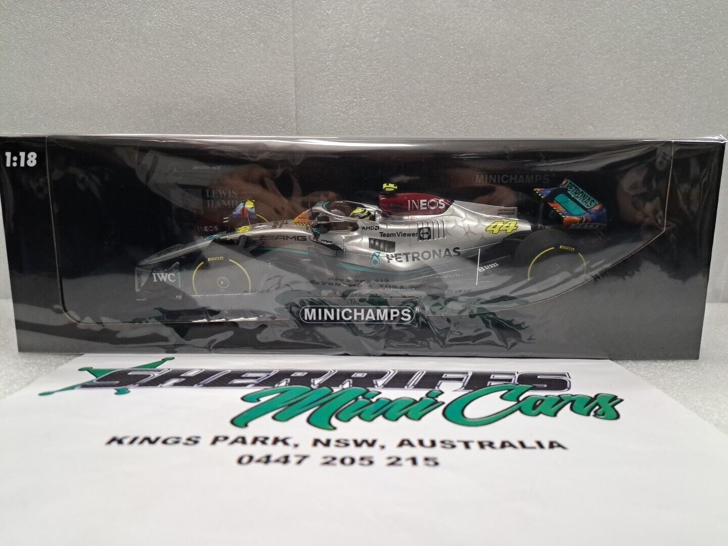 1/18 Mercedes AMG Petronas W13 E Lewis Hamilton #44 Miami Gp 2022 MINICHAMPS F1