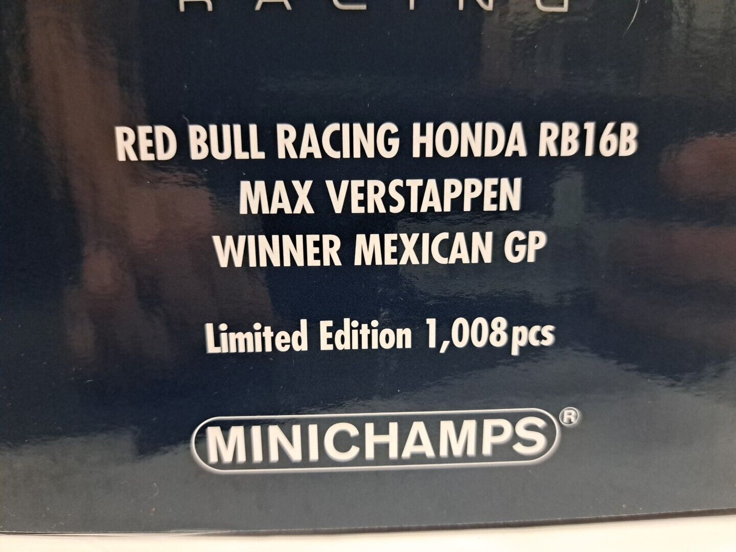 1/18 Minichamps REDBULL RB16B MAX VERSTAPPEN WIN MEXICAN GP WORLD CHAMPION 2021