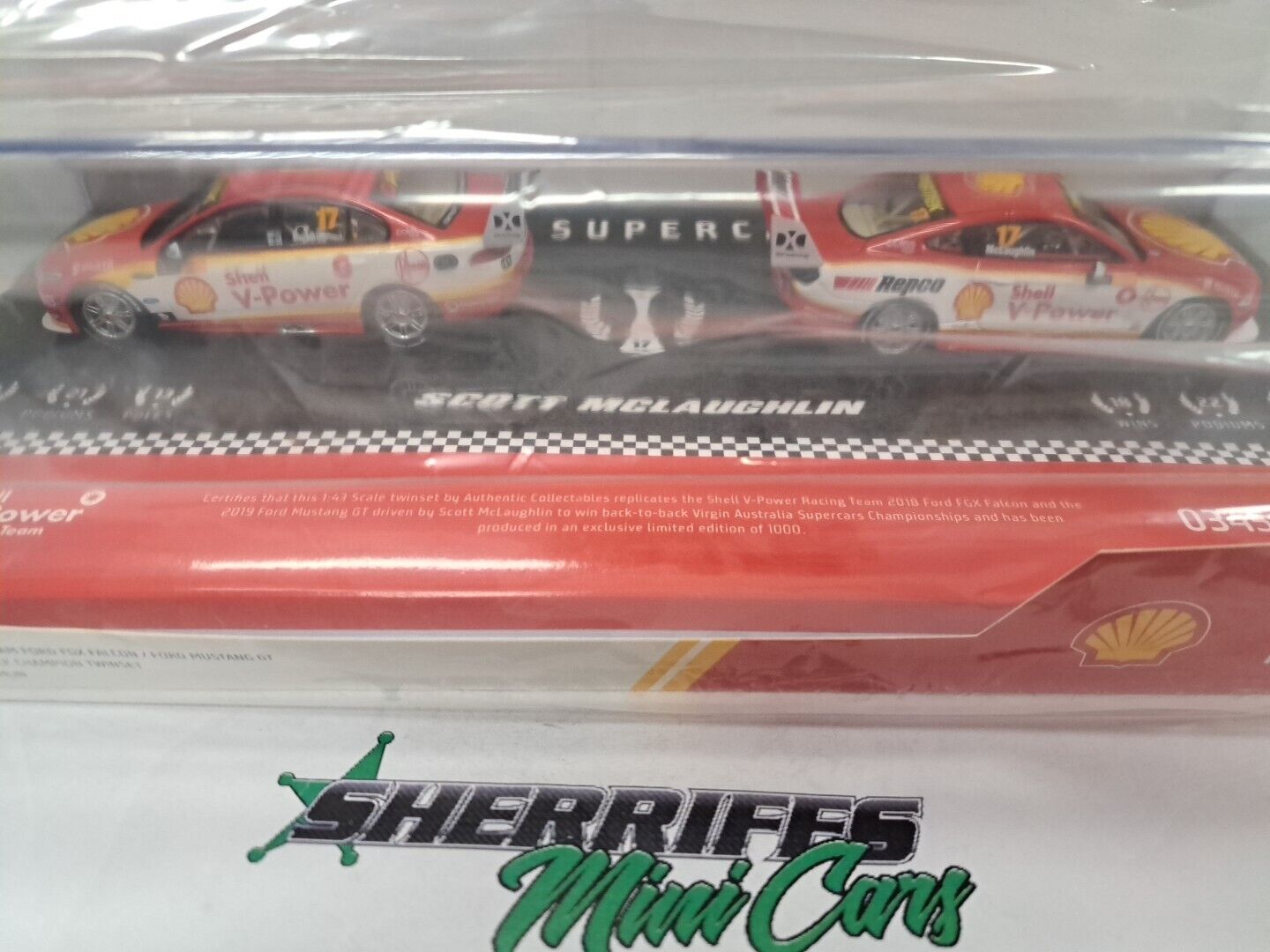 1/43 SHELL TEAM FGX FALCON /MUSTANG GT 2018/2019 Back To Back Champion Twinset