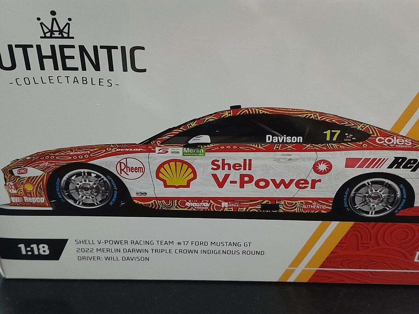๐1/18 2022 DJR Shell #17 Indigenous Round W. Davison Darwin Mustang V8 Supercar