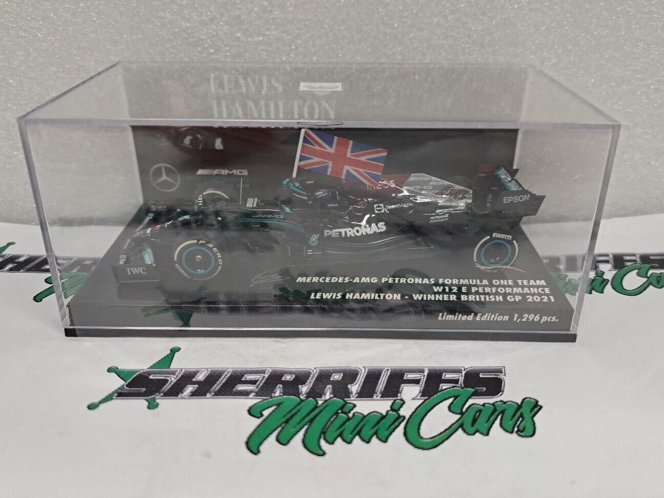 1/43 2021 Lewis Hamilton British GP Winner Mercedes AMG W12 Minichamps