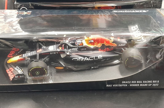 1/18 2022 F1 Max Verstappen Oracle Redbull Racing RB18 Winner MIAMI GP