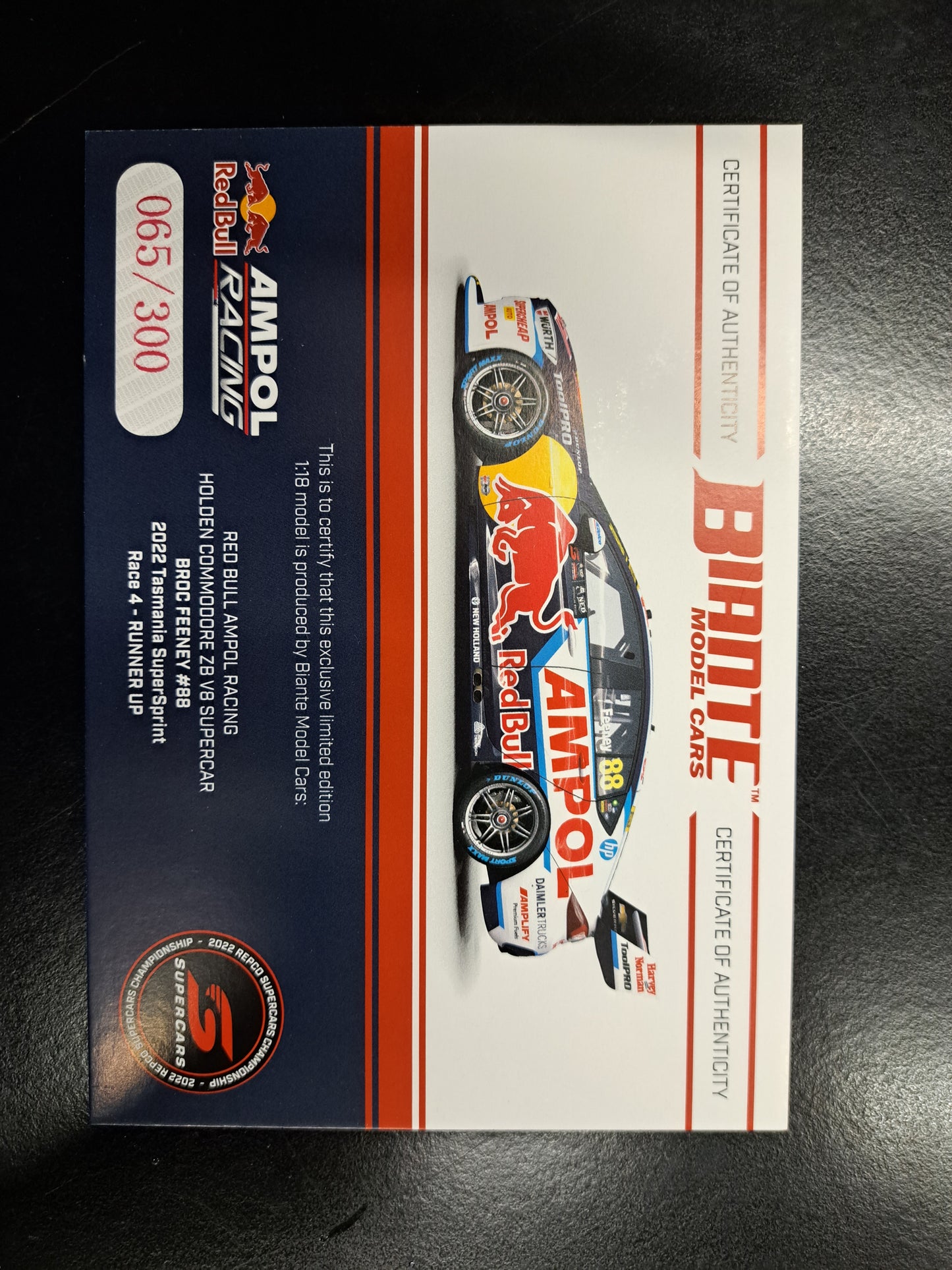 1/18 2022 #88 BROC FEENEY TASMANIA SUPERSPRINT