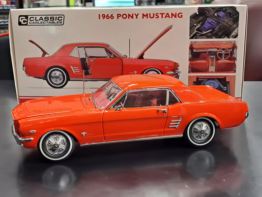 1/18 1966 Pony Mustang Signal Flare Red Classic Carlectables