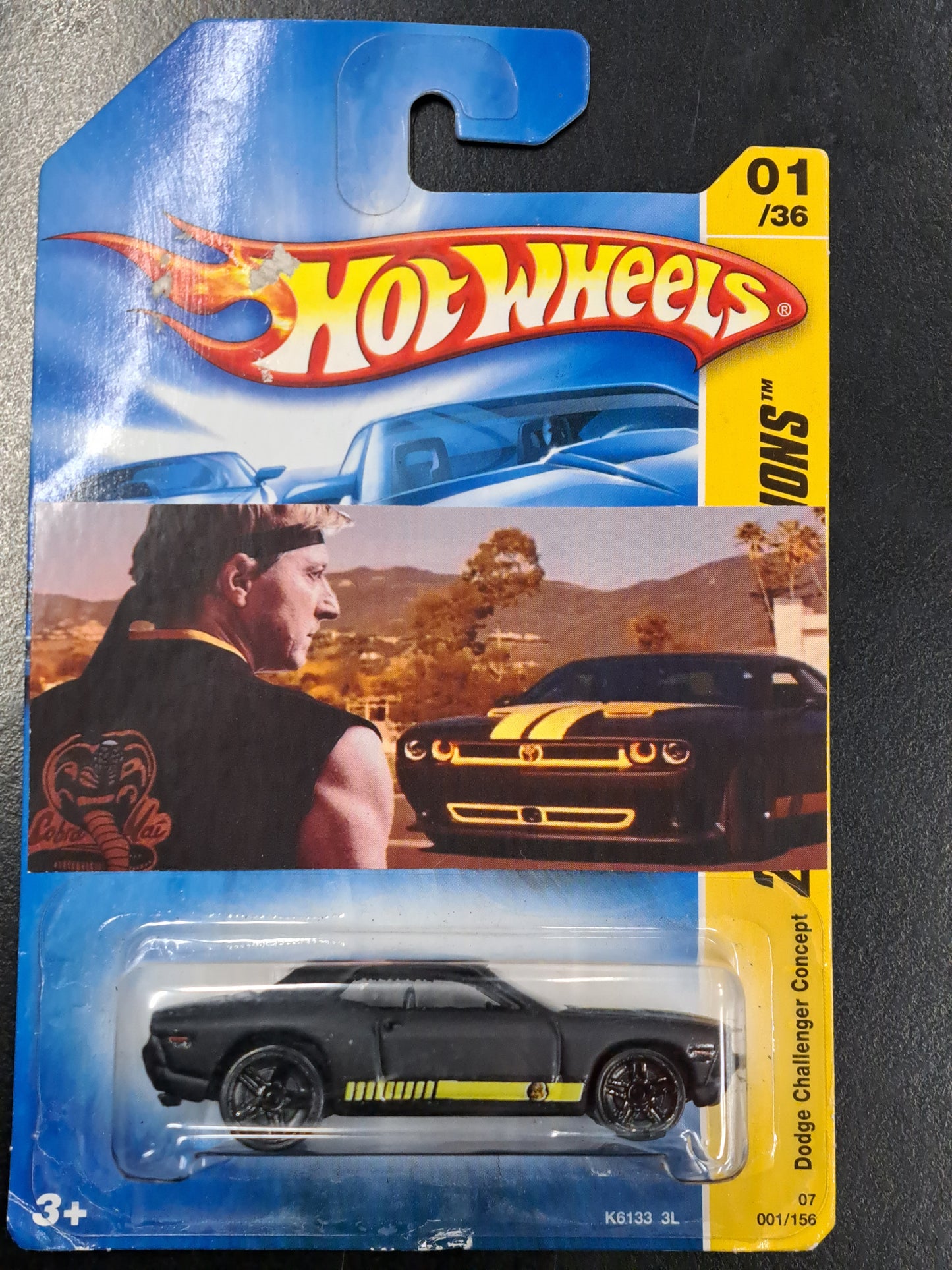 1/64 Cobra Kai Dodge Challenger Code 3 Custom Johnny Lawrence HotWheels