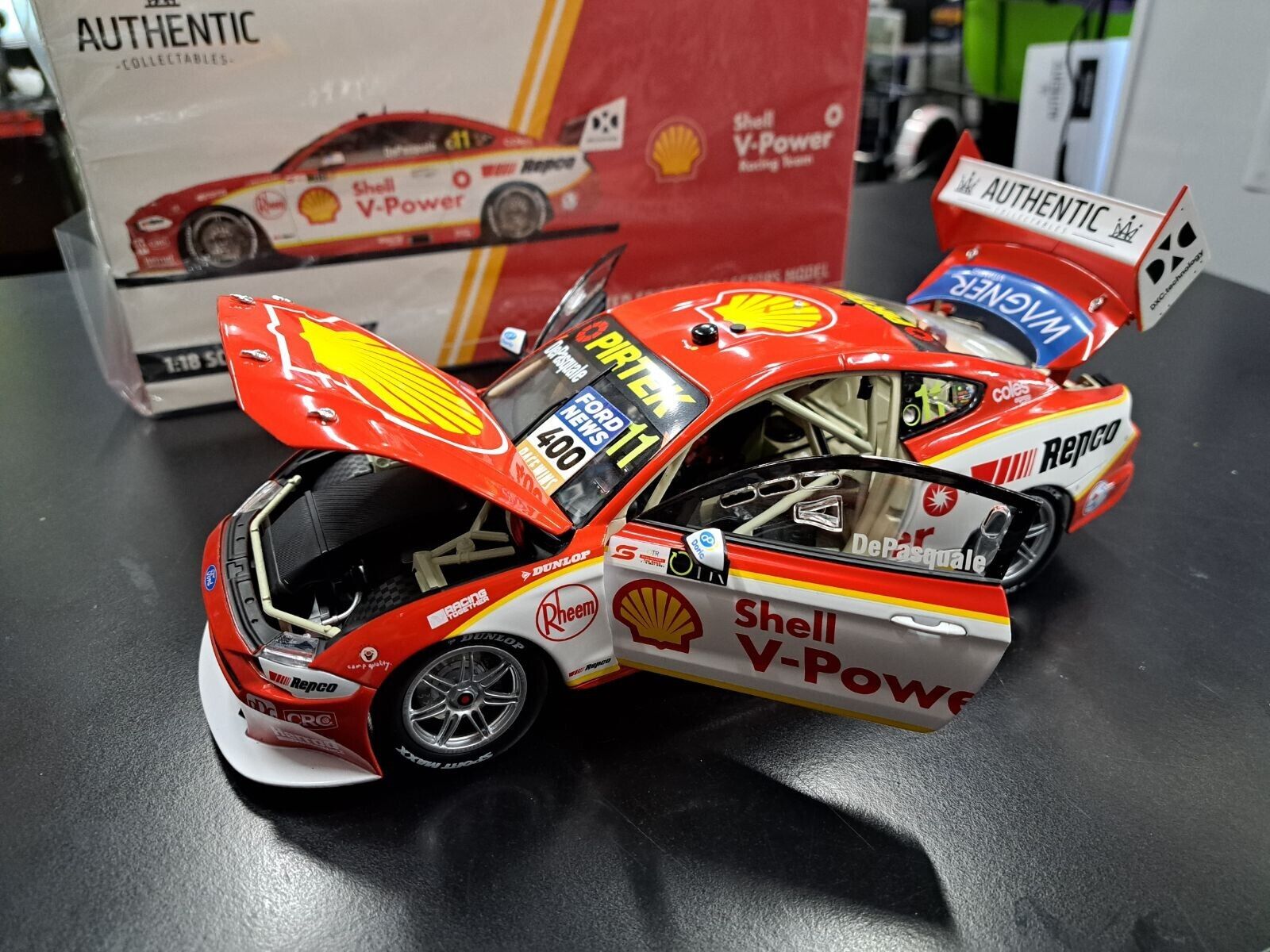 1:18 2021 DJR Shell V-Power Racing De Pasquale #11 Ford 400th Win DePasquale