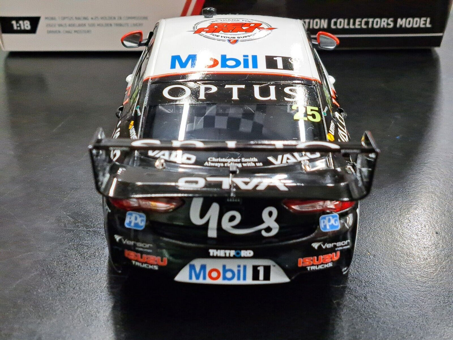 1/18 2022 Authentic Mobil 1 Optus Racing #25 Mostert 500 Holden Tribute Livery