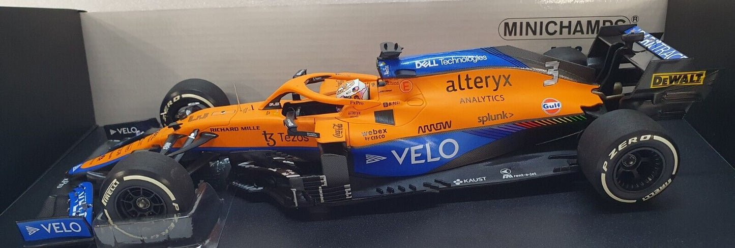 1/18 Minichamps "VELO" 2021 McLaren MCL35M Ricciardo Italian GP Win Monza 🥇