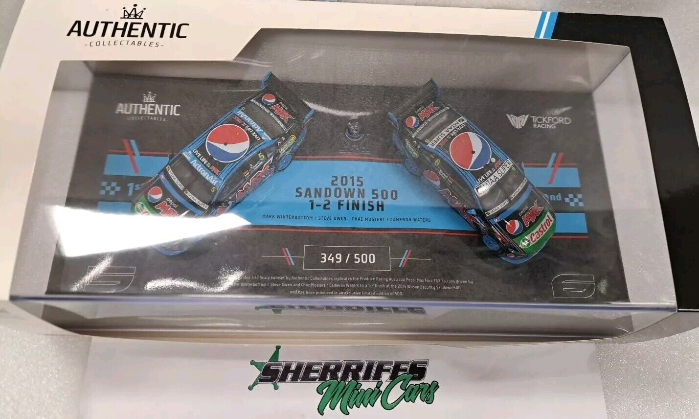 1/43 Prodrive Racing Australia PEPSI MAX FGX FALCON 2015 Sandown 500 Twin Set