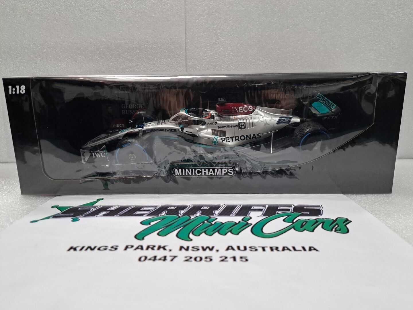 1/18 Minichamps F1 MERCEDES AMG W13 GEORGE RUSSELL MONACO GP 2022 