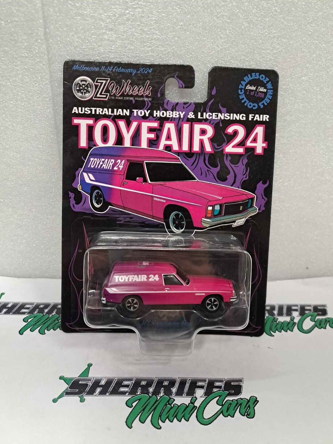 1/64 Toyfair '24 Holden HX Sandman PanelVan Oz Wheels - LTD ED Pink Toy fair Van