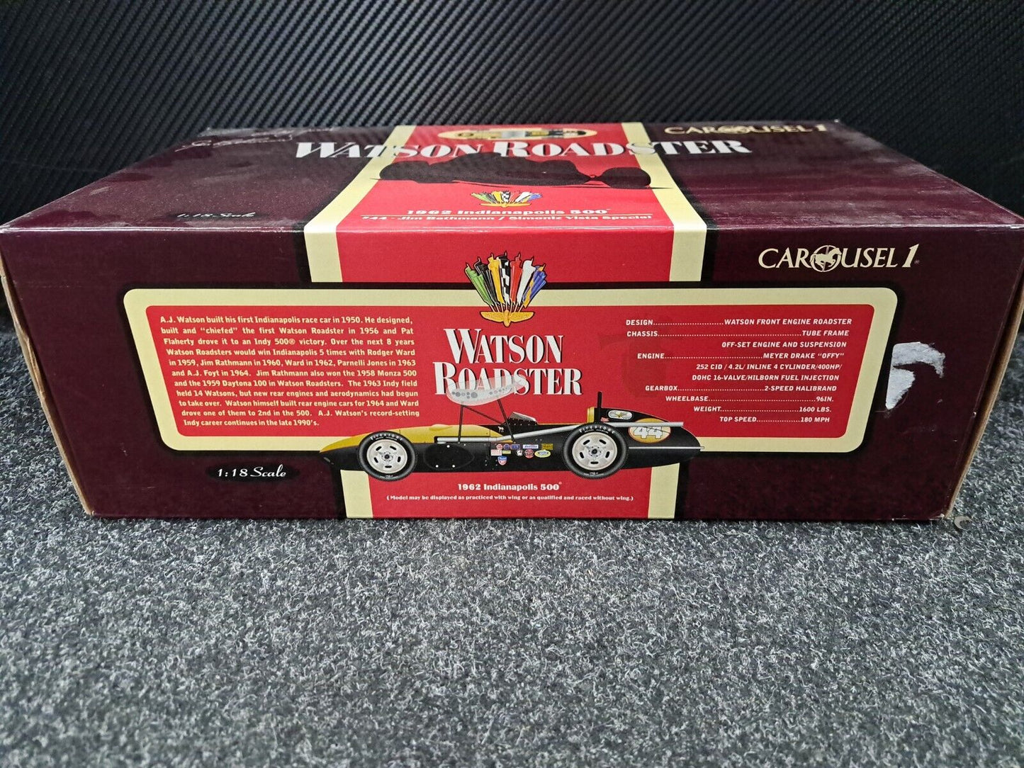 1/18 Carousel1 Watson 1962 Indianapolis 500 #44 Jim Rathman /Simoniz 