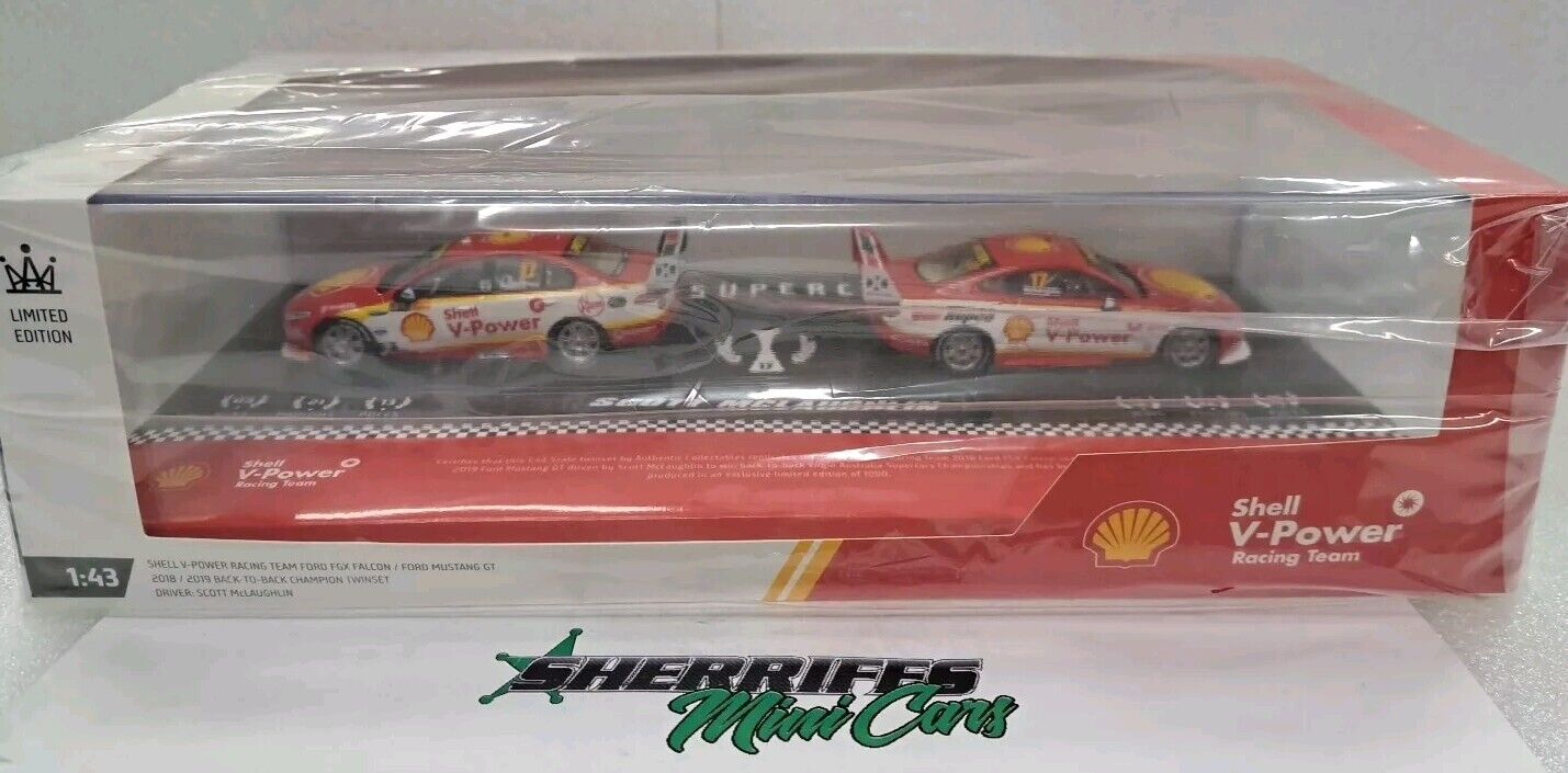 1/43 SHELL TEAM FGX FALCON /MUSTANG GT 2018/2019 Back To Back Champion Twinset 