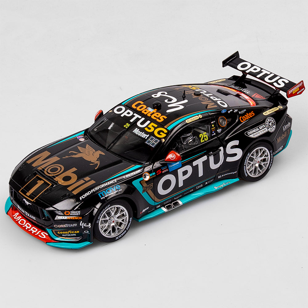 1:18 Mobil 1 Optus Racing #25 Ford Mustang GT - 2024 Sydney SuperNight Clean Sweep (Mobil 1 50th Anniversary Gold Livery)