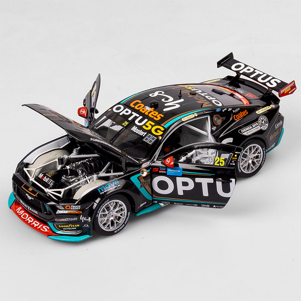 1:18 Mobil 1 Optus Racing #25 Ford Mustang GT - 2024 Sydney SuperNight Clean Sweep (Mobil 1 50th Anniversary Gold Livery)