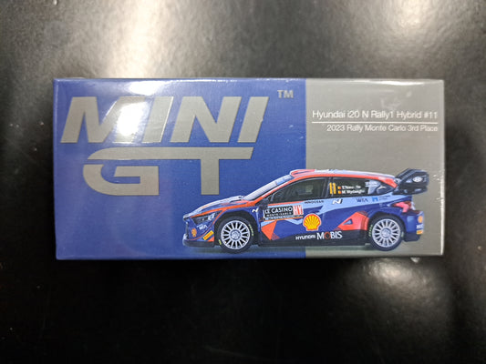 1/64 MINIGT Hyundai i20 N Rally 1 Hybrid #11 2023 Rally Montecarlo 3rd Place