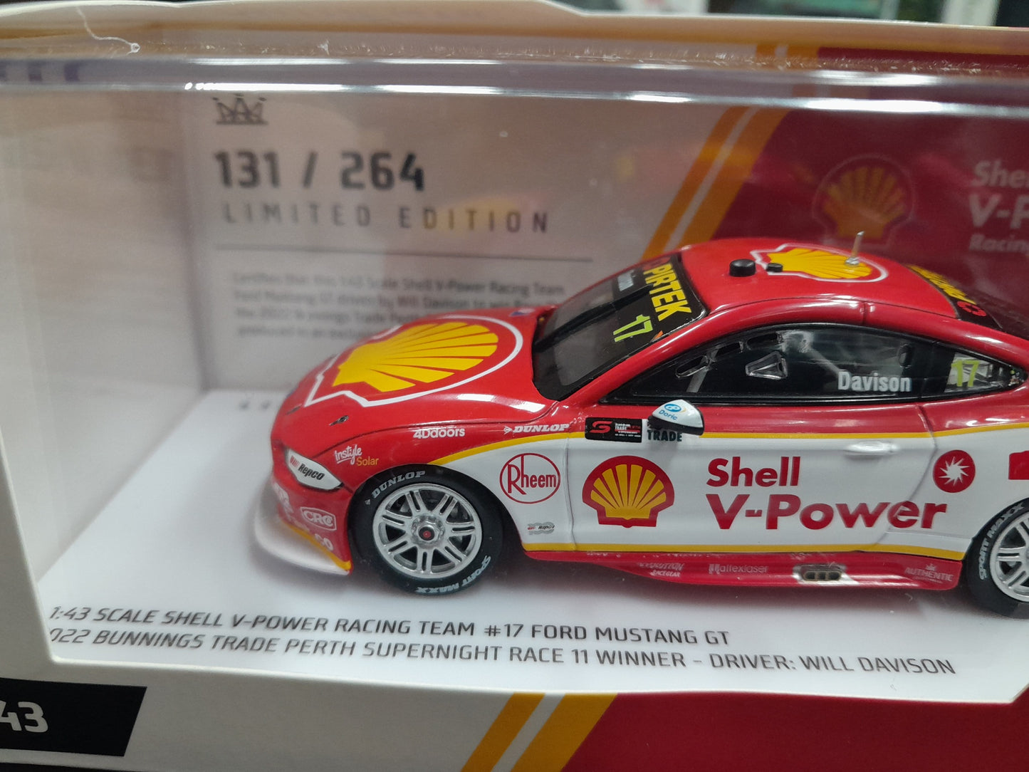 1/43 2022 #17 DAVIDSON RACE 11 WINNER