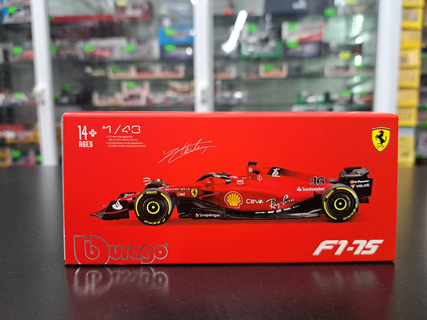 1/43 FERRARI #16 LECLERC 2022 BURAGO WITH DRIVER