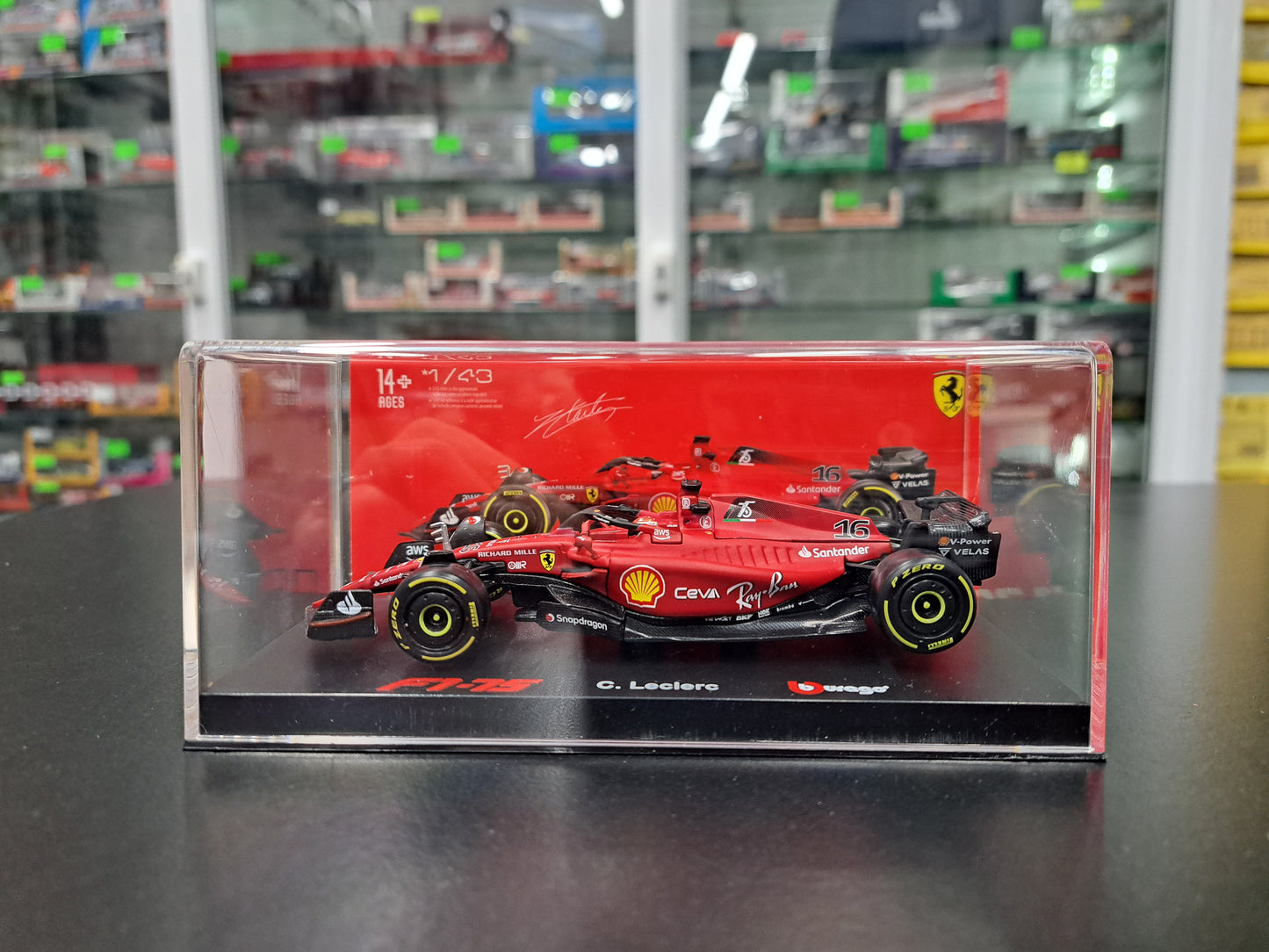 1/43 FERRARI #16 LECLERC 2022 BURAGO WITH DRIVER