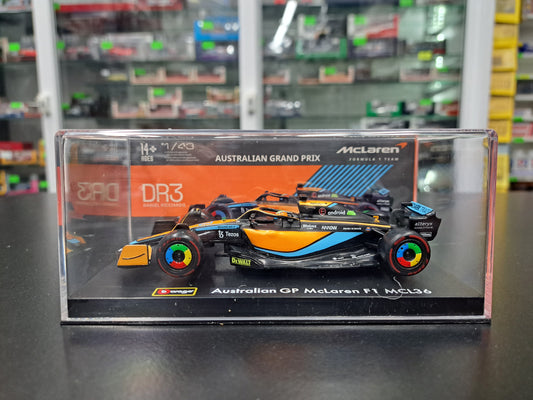 1/43 MCLAREN #3 RICCIARDO AUSTRALIAN GP 2022 BURAGO WITH DRIVER